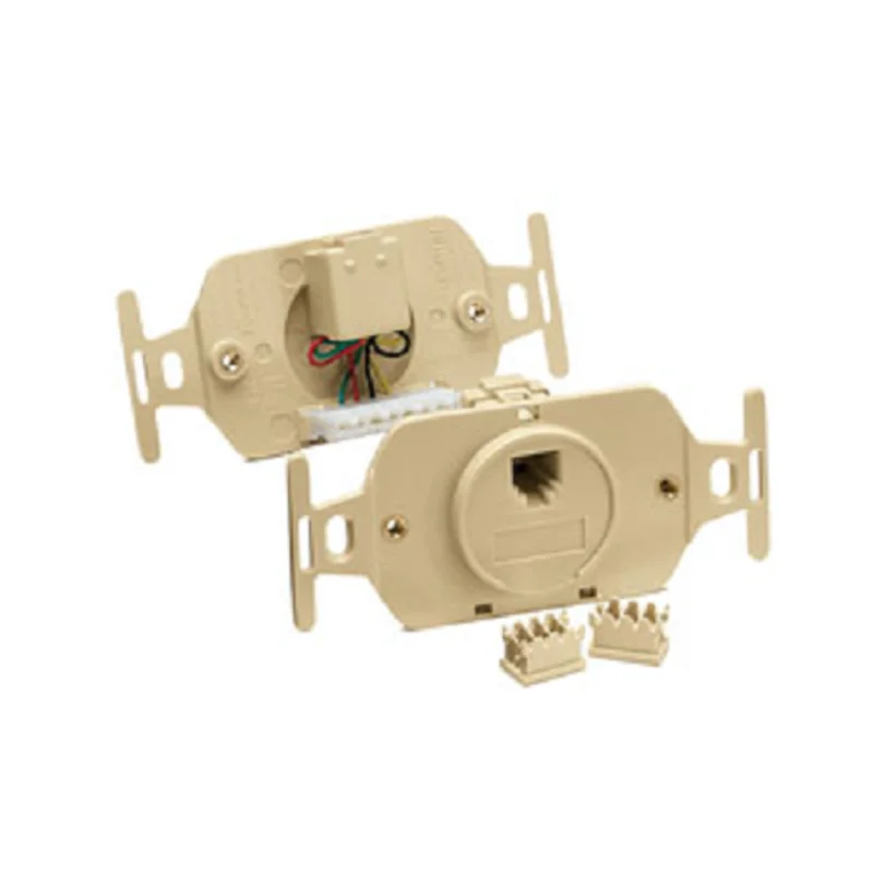 Leviton 6P4C USOC Round Telephone Wallplate Insert Ivory 41054-IDD