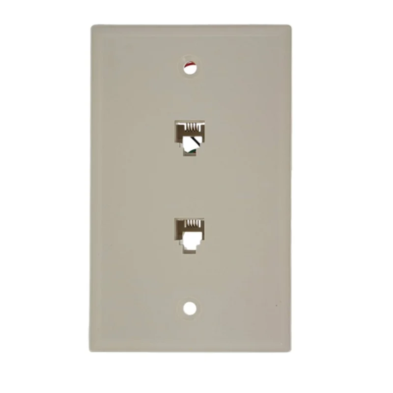 Leviton 6P4C x 6P4C Standard Telephone Wall Jack Light Almond 40244-T