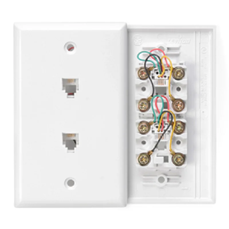 Leviton 6P4C x 6P4C Standard Telephone Wall Jack White 40244-W