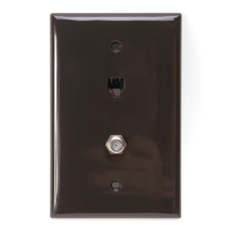 Leviton 6P4C x F Midsize Telephone & Video Wall Jack Brown 40539-CMB