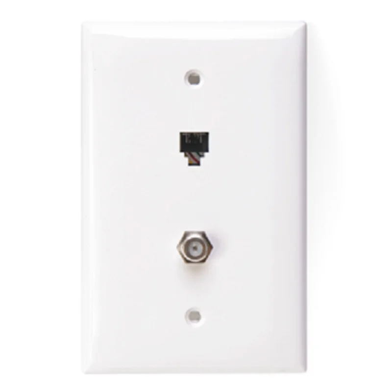 Leviton 6P4C x F Midsize Telephone & Video Wall Jack White 40539-CMW