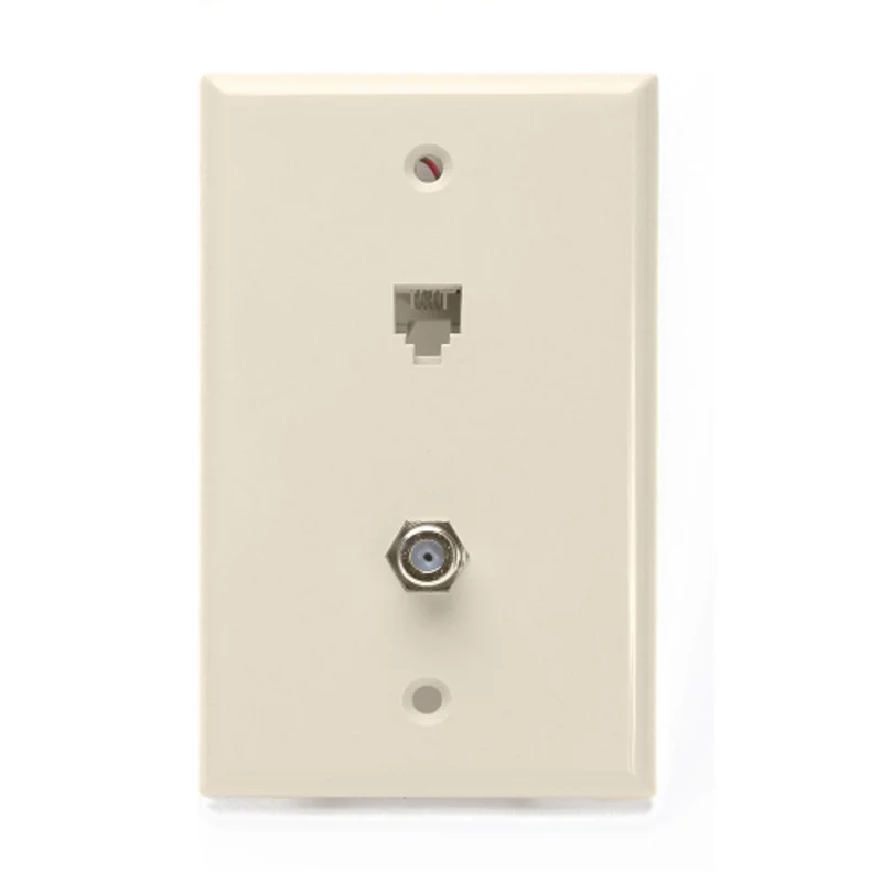 Leviton 6P6C x F Standard Telephone Wall Jack Light Almond 40259-T