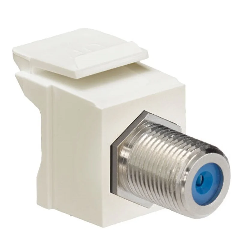 Leviton 75 Ohm Nickel-Plated Feedthrough F-Connector Light Almond 41084-FTF