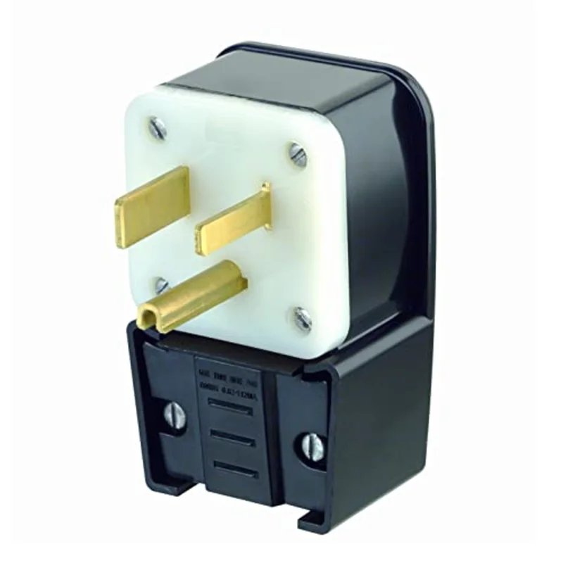 Leviton 9452-P NEMA 14-50P 3-Pole 4W 50 Amp Angle Straight Blade Plug 125/250V Black