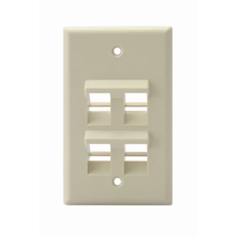 Leviton Angled Single-Gang QUICKPORT 4-Port Wallplate Ivory 41081-4IP