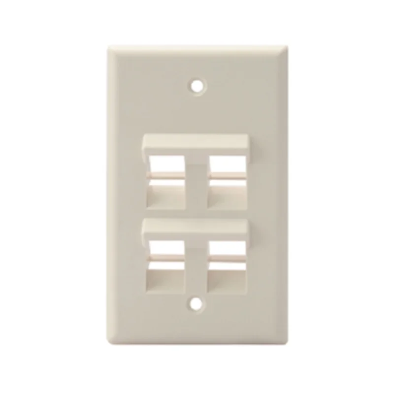 Leviton Angled Single-Gang QUICKPORT 4-Port Wallplate Light Almond 41081-4TP