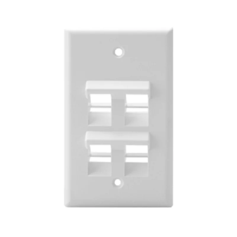 Leviton Angled Single-Gang QUICKPORT 4-Port Wallplate White 41081-4WP