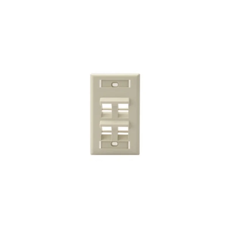 Leviton Angled Single-Gang QUICKPORT Wallplate 4-Port Ivory 42081-4IS