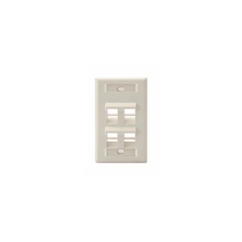 Leviton Angled Single-Gang QUICKPORT Wallplate 4-Port Light Almond 42081-4TS