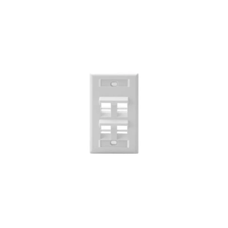 Leviton Angled Single-Gang QUICKPORT Wallplate 4-Port White 42081-4WS