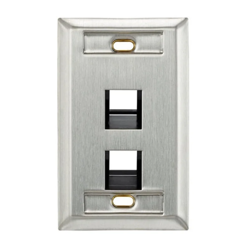Leviton Angled Stainless Steel QUICKPORT Wallplate 2-Port 43081-1L2