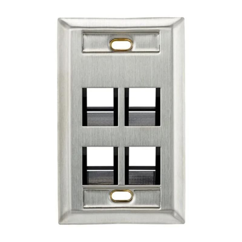 Leviton Angled Stainless Steel QUICKPORT Wallplate 4-Port 43081-1L4