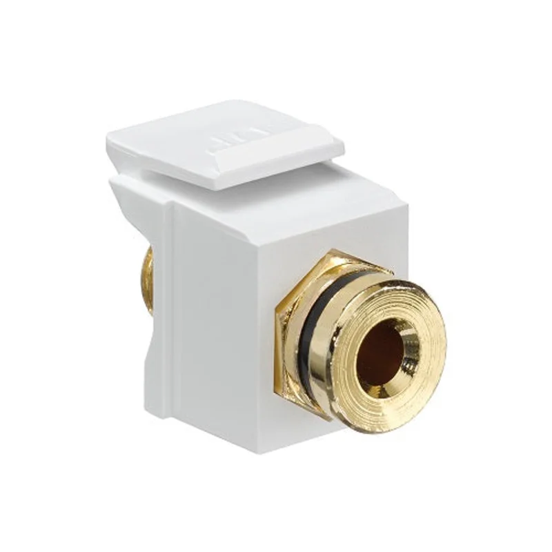 Leviton Banana Jack QUICKPORT Coupler Gold Plated Black Stripe White Housing 40837-BWE