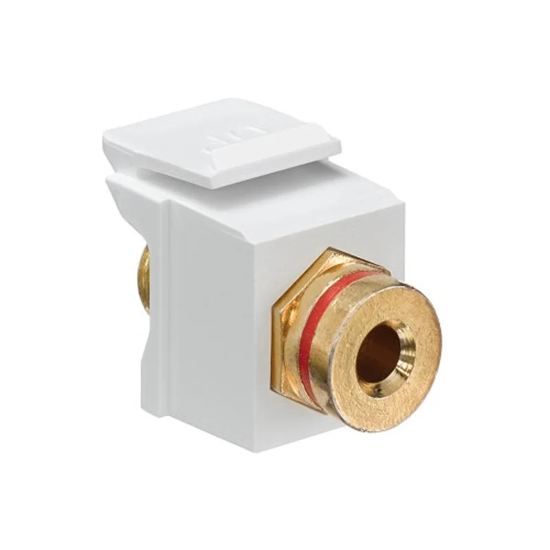 Leviton Banana Jack QUICKPORT Coupler Gold Plated Red Stripe White Housing 40837-BWR
