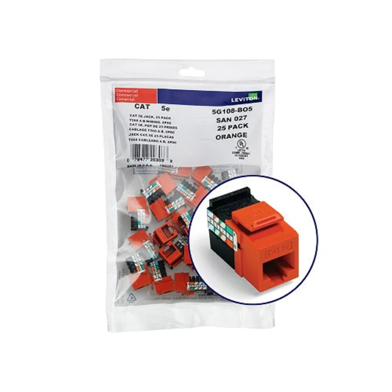 Leviton Cat 5e QUICKPORT Jack Orange (Pack Of 25) 5G108-BO5