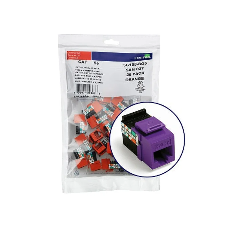 Leviton Cat 5e QUICKPORT Jack Purple (Pack Of 25) 5G108-BP5