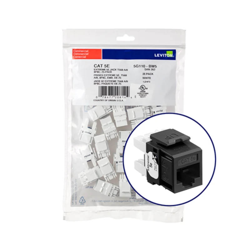 Leviton Cat 5e QUICKPORT Jack QUICKPACK Black (Pack Of 25) 5G110-BE5
