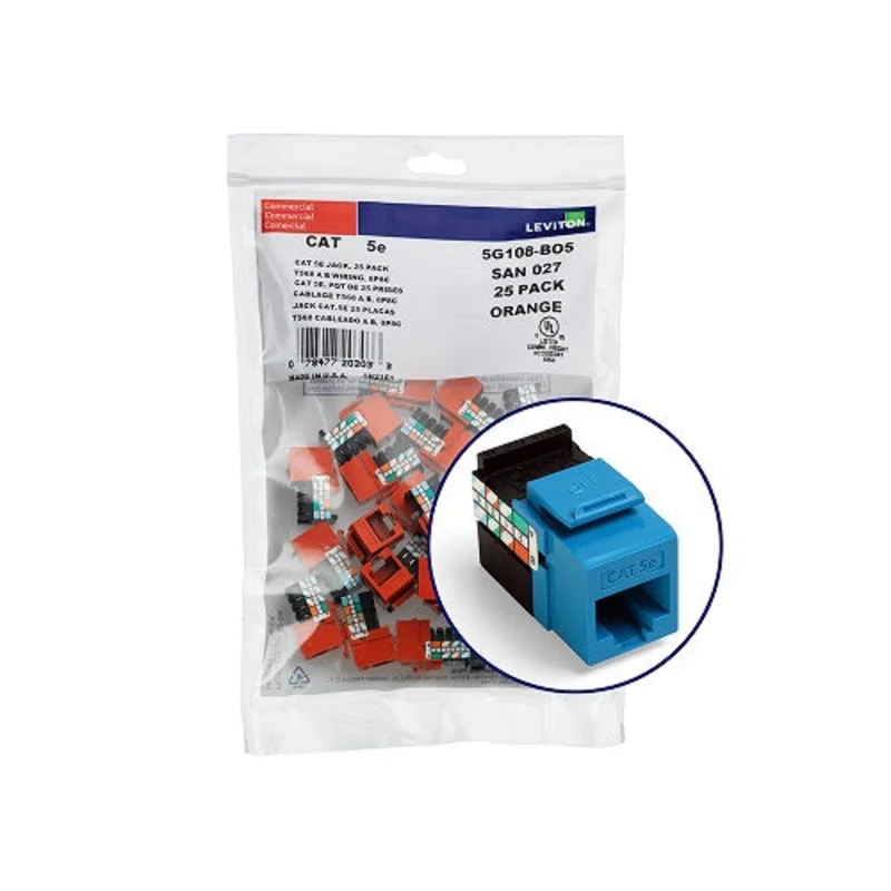 Leviton Cat 5e QUICKPORT Jack QUICKPACK Blue (Pack Of 25) 5G108-BL5