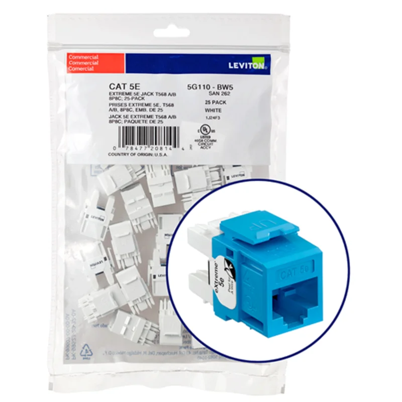 Leviton Cat 5e QUICKPORT Jack QUICKPACK Blue (Pack Of 25) 5G110-BL5
