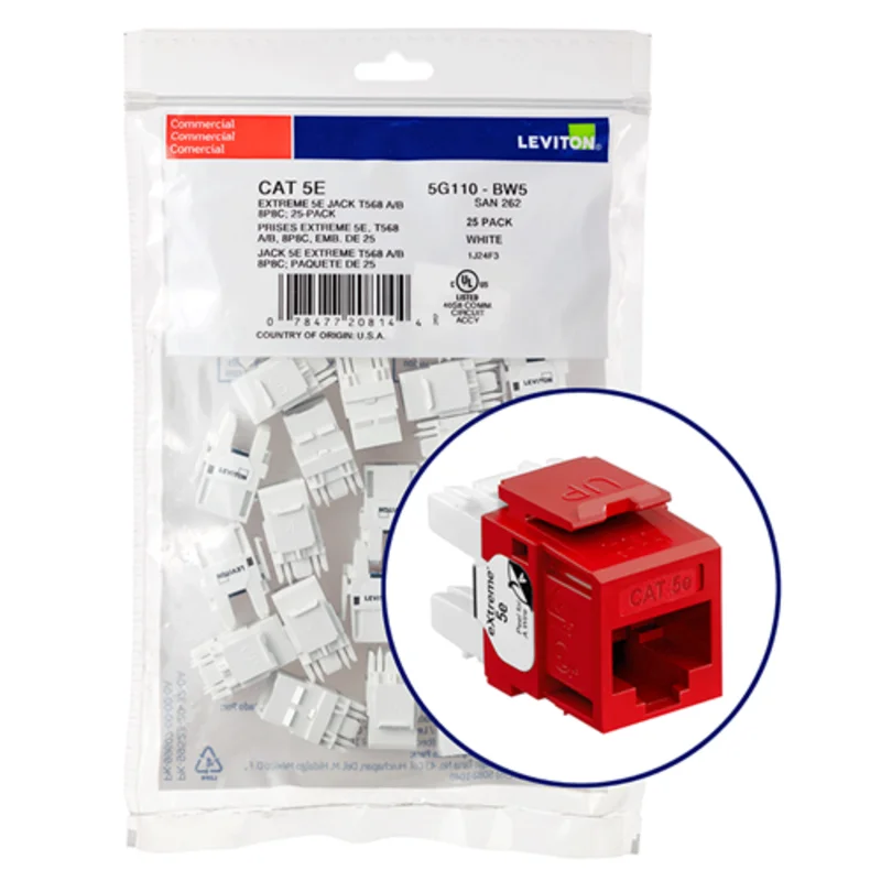 Leviton Cat 5e QUICKPORT Jack QUICKPACK Crimson (Pack Of 25) 5G110-BC5