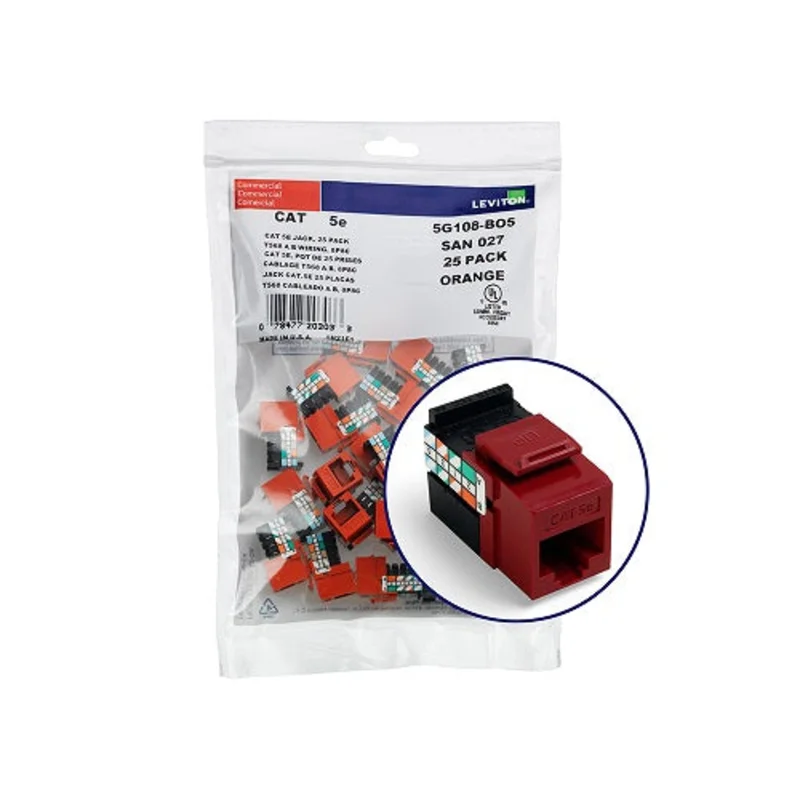 Leviton Cat 5e QUICKPORT Jack QUICKPACK Dark Red (Pack Of 25) 5G108-BR5