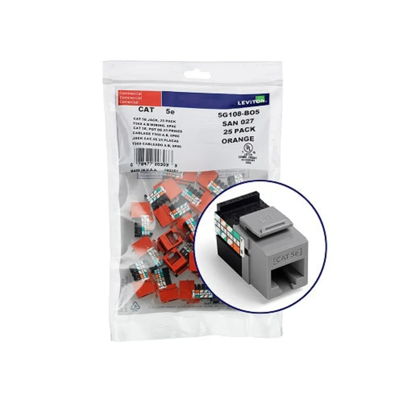 Leviton Cat 5e QUICKPORT Jack QUICKPACK Gray (Pack Of 25) 5G108-BG5