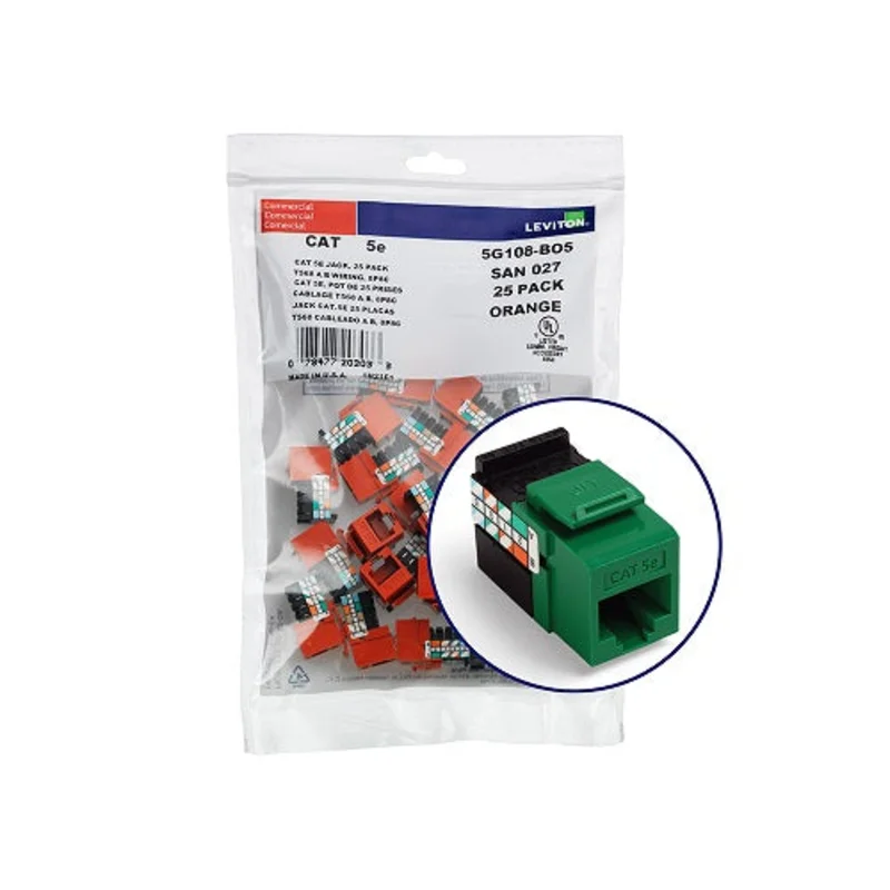 Leviton Cat 5e QUICKPORT Jack QUICKPACK Green (Pack Of 25) 5G108-BV5