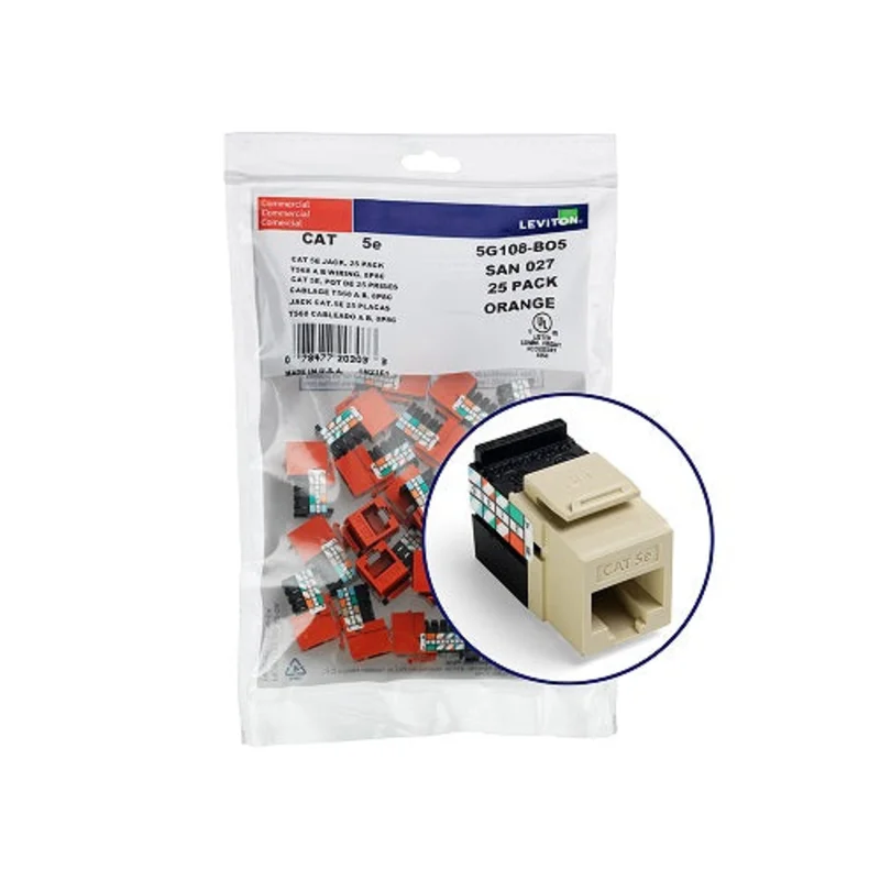 Leviton Cat 5e QUICKPORT Jack QUICKPACK Ivory (Pack Of 25) 5G108-BI5
