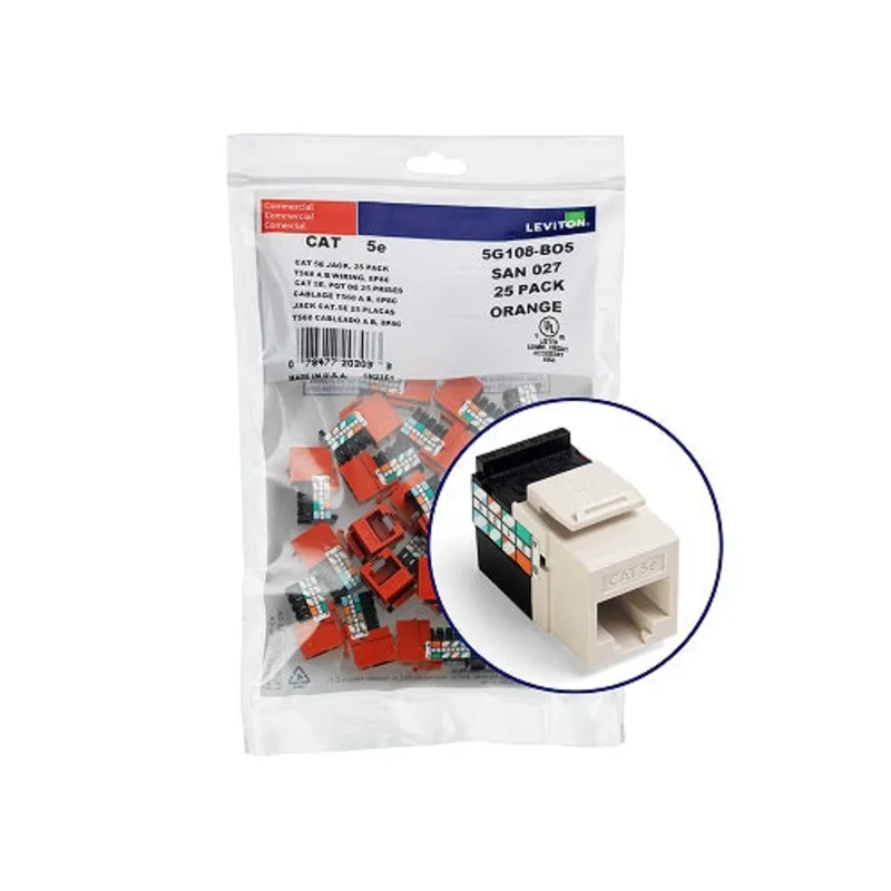 Leviton Cat 5e QUICKPORT Jack QUICKPACK Light Almond(Pack Of 25) 5G108-BT5
