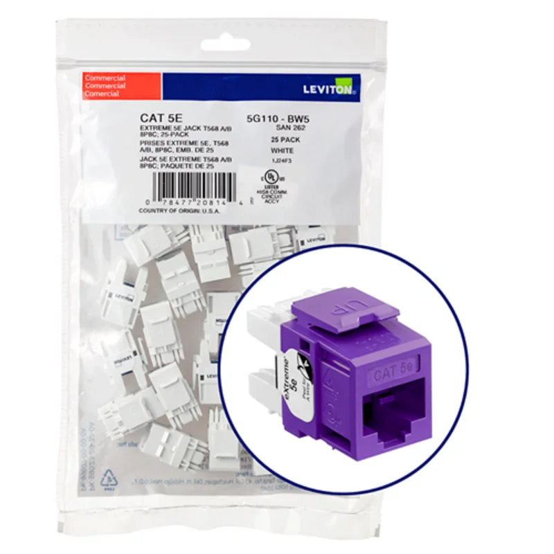 Leviton Cat 5e QUICKPORT Jack QUICKPACK Purple (Pack Of 25) 5G110-BP5