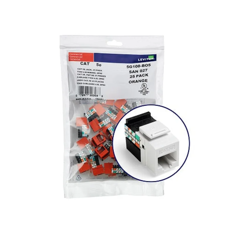 Leviton Cat 5e QUICKPORT Jack QUICKPACK White (Pack Of 25) 5G108-BW5