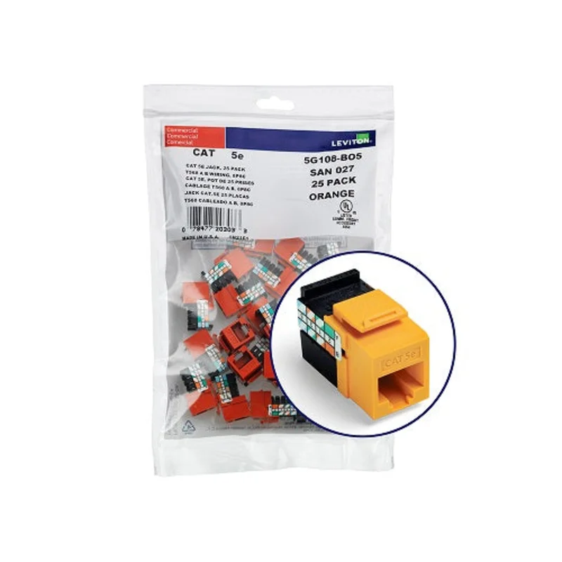 Leviton Cat 5e QUICKPORT Jack QUICKPACK Yellow (Pack Of 25) 5G108-BY5