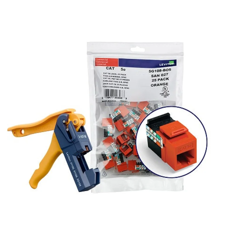 Leviton Cat 5e QUICKPORT Jacks Bulk QUICKPACK Orange 5G108-JO5 (Pack of 150)
