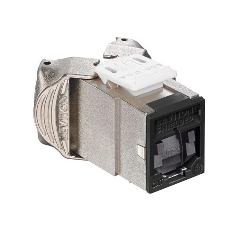 Leviton Cat 5e Shielded QUICKPORT Jack with Shutters Black 5ESJK-SE5