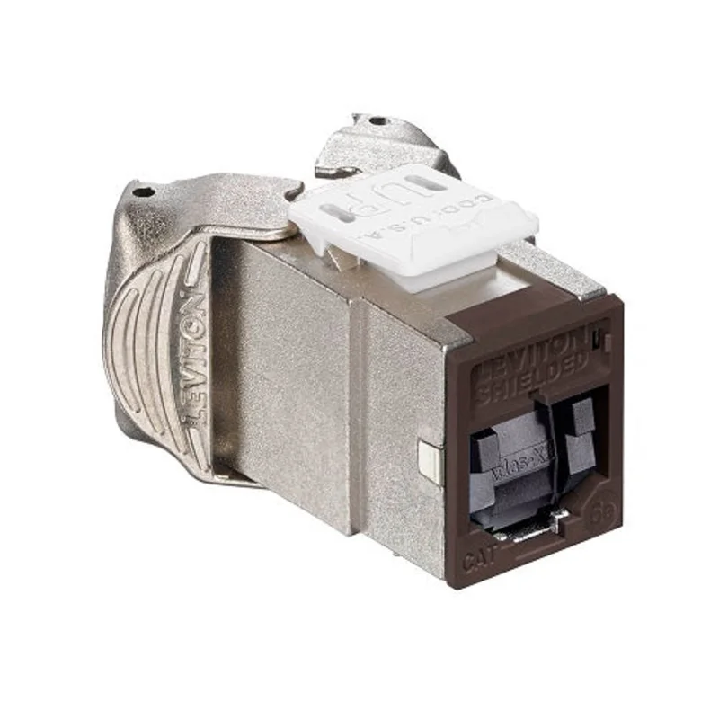 Leviton Cat 5e Shielded QUICKPORT Jack with Shutters Brown 5ESJK-SB5