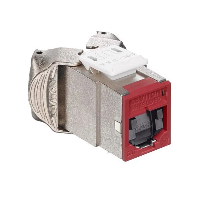 Leviton Cat 5e Shielded QUICKPORT Jack with Shutters Dark Red 5ESJK-SR5