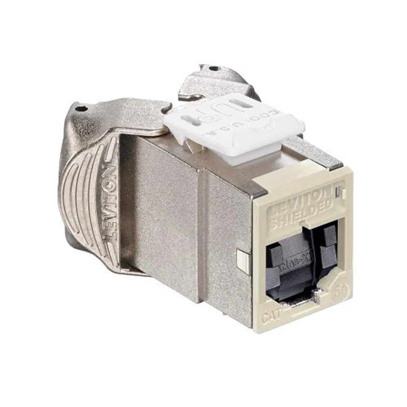 Leviton Cat 5e Shielded QUICKPORT Jack with Shutters Ivory 5ESJK-SI5
