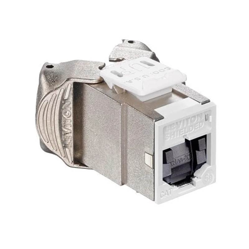 Leviton Cat 5e Shielded QUICKPORT Jack with Shutters White 5ESJK-SW5