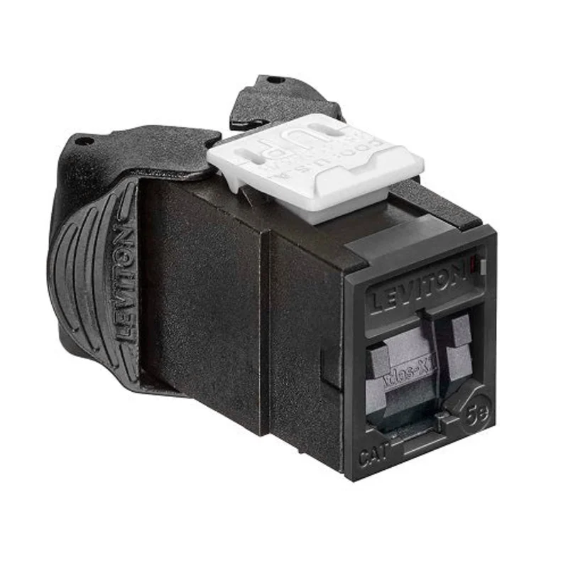 Leviton Cat 5e UTP QUICKPORT Jack with Shutters Black 5EUJK-SE5