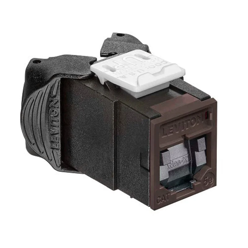 Leviton Cat 5e UTP QUICKPORT Jack with Shutters Brown 5EUJK-SB5