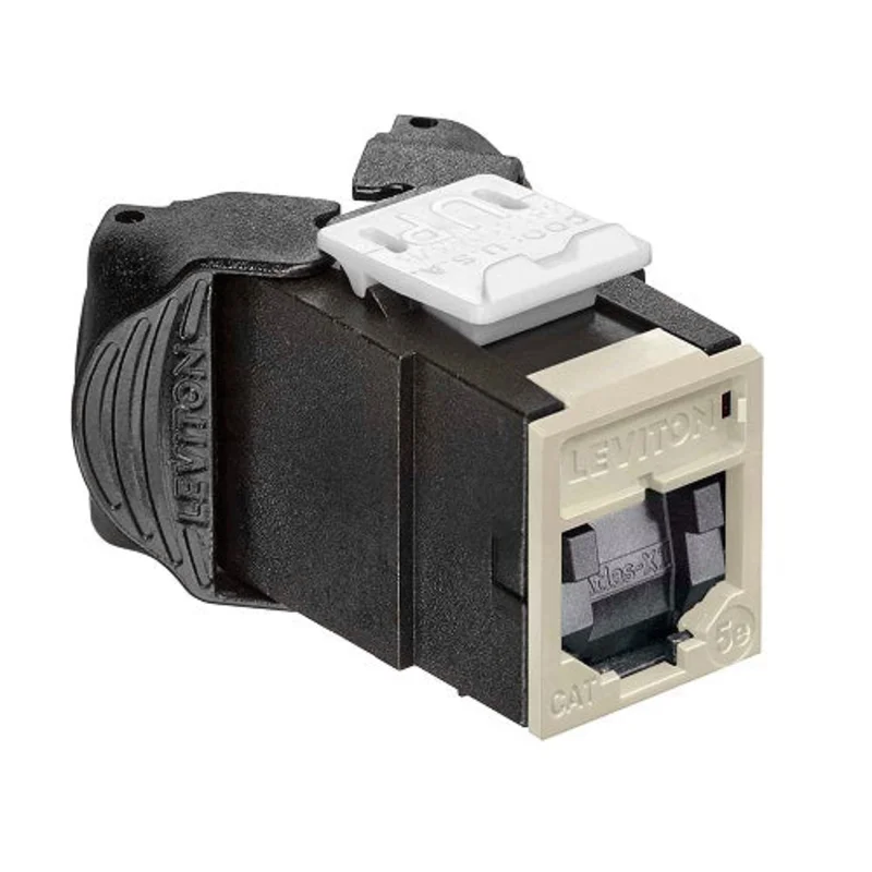 Leviton Cat 5e UTP QUICKPORT Jack with Shutters Ivory 5EUJK-SI5