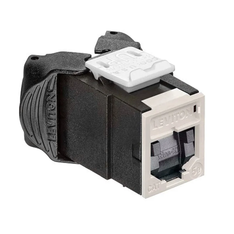 Leviton Cat 5e UTP QUICKPORT Jack with Shutters Light Almond 5EUJK-ST5