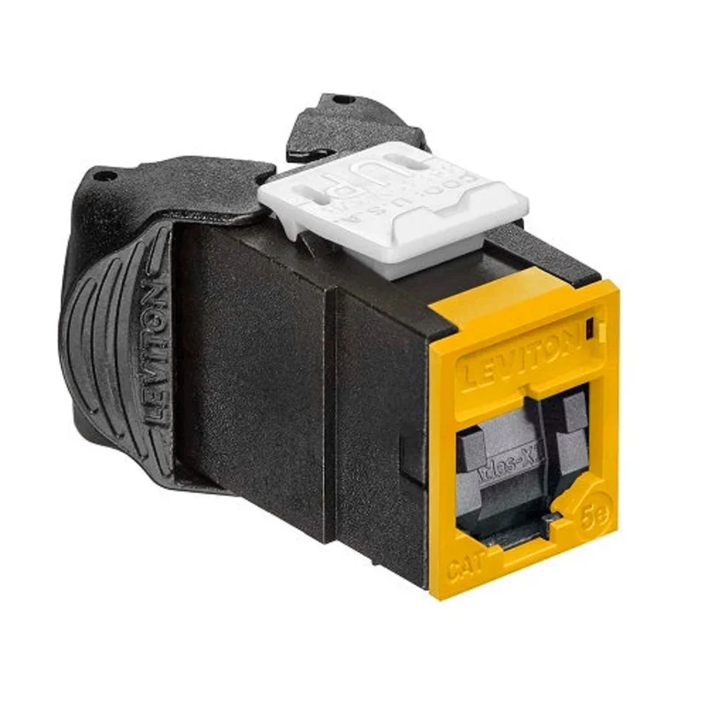 Leviton Cat 5e UTP QUICKPORT Jack with Shutters Yellow 5EUJK-SY5