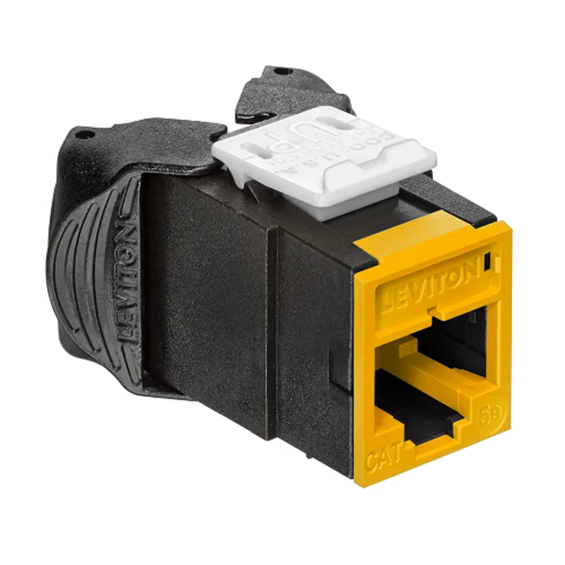 Leviton Cat 5e UTP QUICKPORT Jack Yellow 5EUJK-RY5