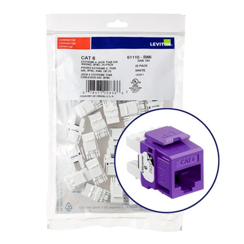 Leviton Cat 6 QUICKPORT Jack QUICKPACK Purple (Pack of 25) 61110-BP6
