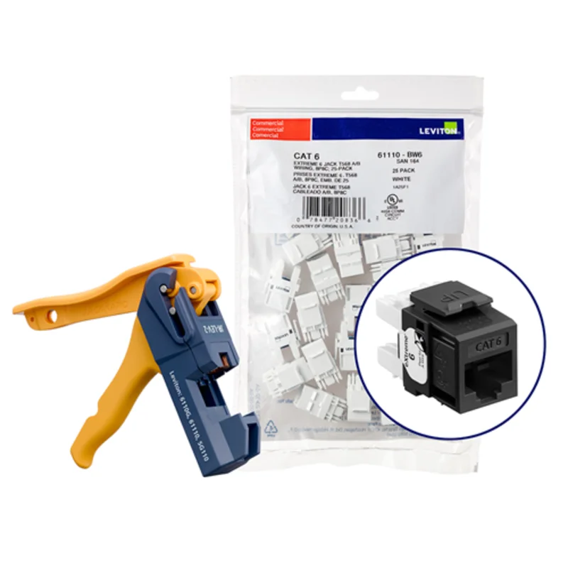 Leviton Cat 6 QUICKPORT Jacks Bulk QUICKPACK Black (Pack of 150) 61110-JE6