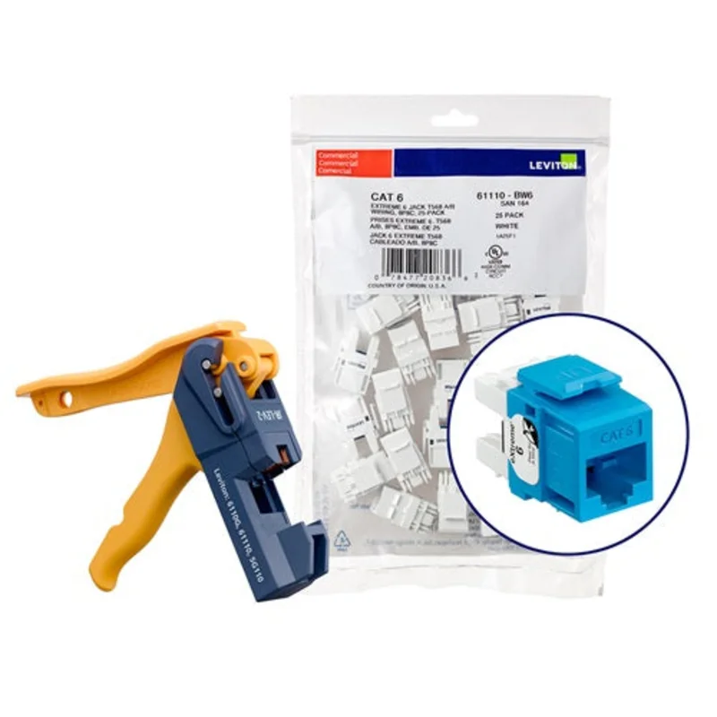 Leviton Cat 6 QUICKPORT Jacks Bulk QUICKPACK Blue (Pack of 150) 61110-JL6