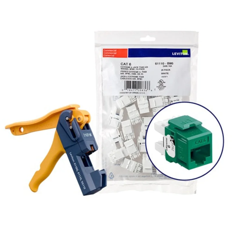 Leviton Cat 6 QUICKPORT Jacks Bulk QUICKPACK Green (Pack of 150) 61110-JV6