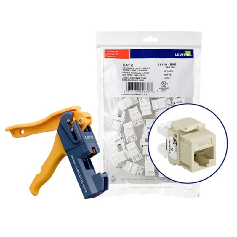 Leviton Cat 6 QUICKPORT Jacks Bulk QUICKPACK Ivory (Pack of 150) 61110-JI6
