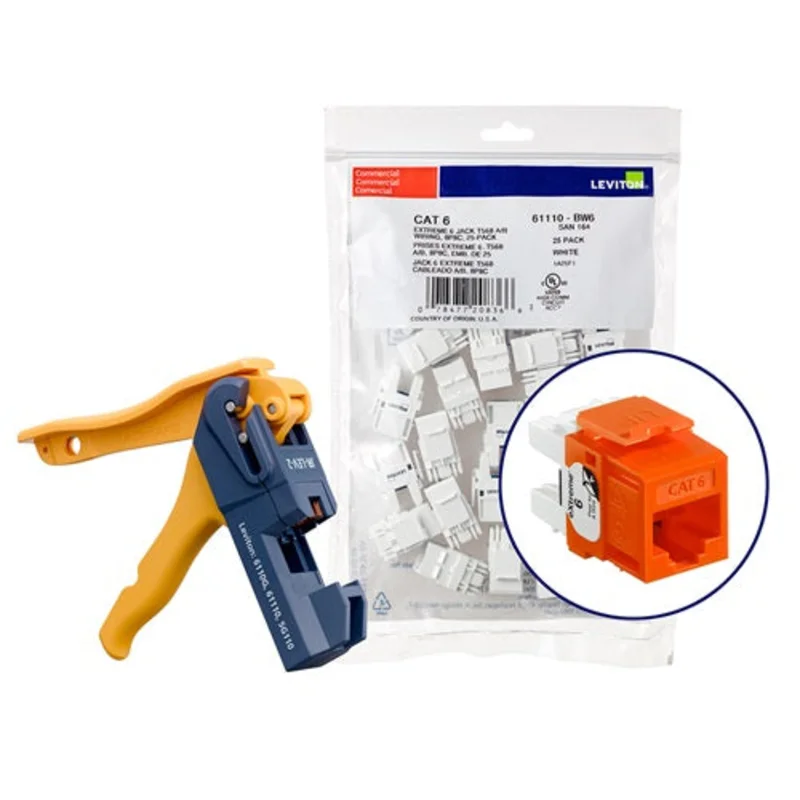Leviton Cat 6 QUICKPORT Jacks Bulk QUICKPACK Orange (Pack of 150) 61110-JO6